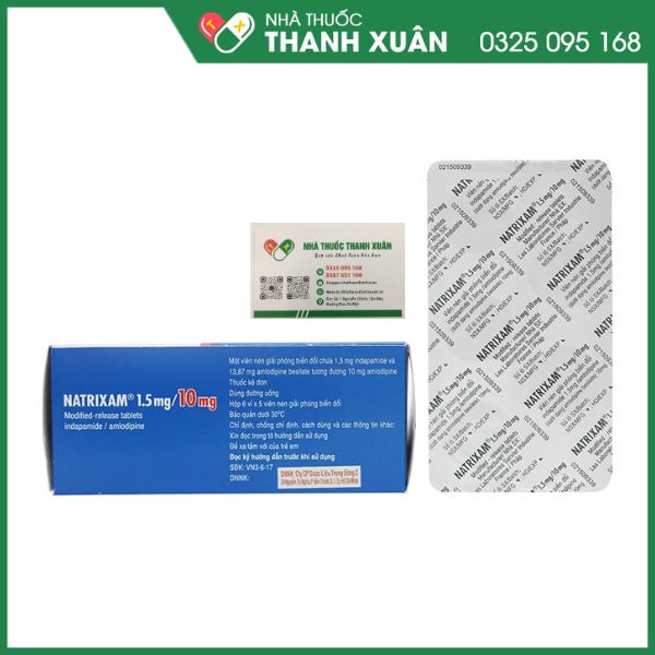 Natrixam 1.5mg/10mg - Thuốc điều trị tăng huyết áp (6 vỉ x 5 viên)